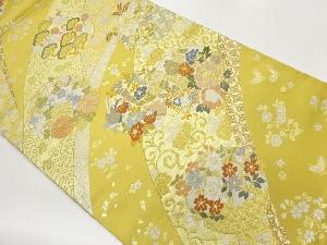 花丸文に鴛鴦・桐唐草・曲線模様織出し袋帯